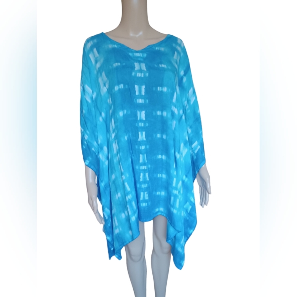 Womens Wearable Art Hand Dyed Bohemian Poncho Tunic Top Oversized Size Small